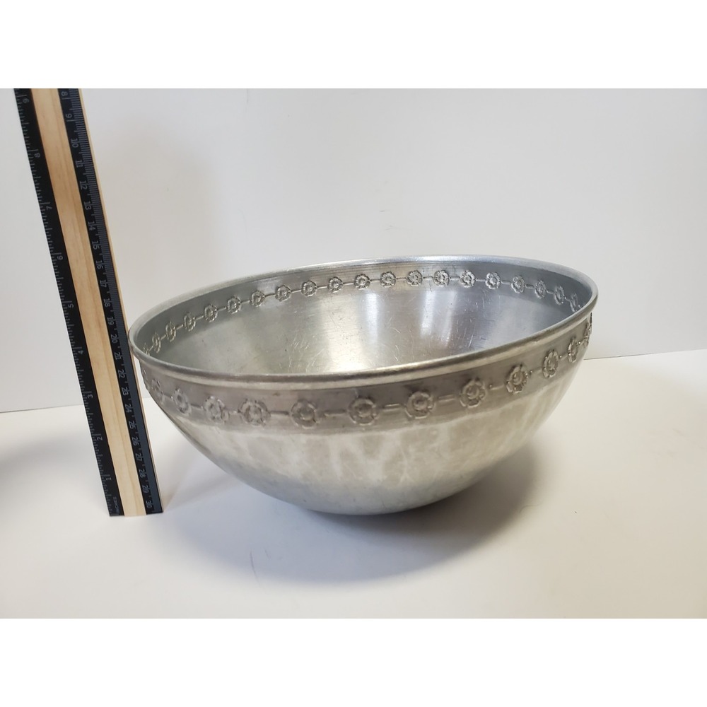 Vintage Mirro 10" Aluminum Mixing Bowl Floral Made In USA Bread Camping 3537M